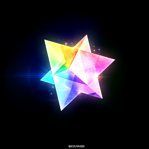 colorful commentary_request fate/grand_order fate_(series) gem glowing kei-suwabe lens_flare no_humans saint_quartz simple_background sparkle stellated_octahedron twitter_username
