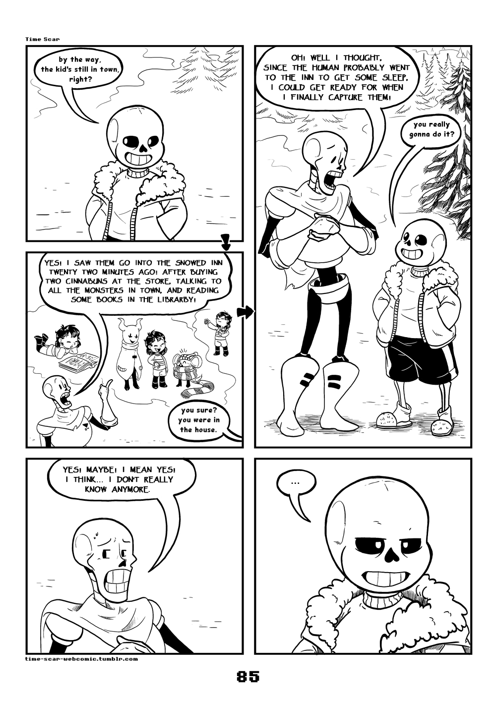 bone c-puff clothed clothing comic english_text group hi_res humanoid mammal not_furry papyrus_(undertale) protagonist_(undertale) sans_(undertale) skeleton text undead undertale video_games