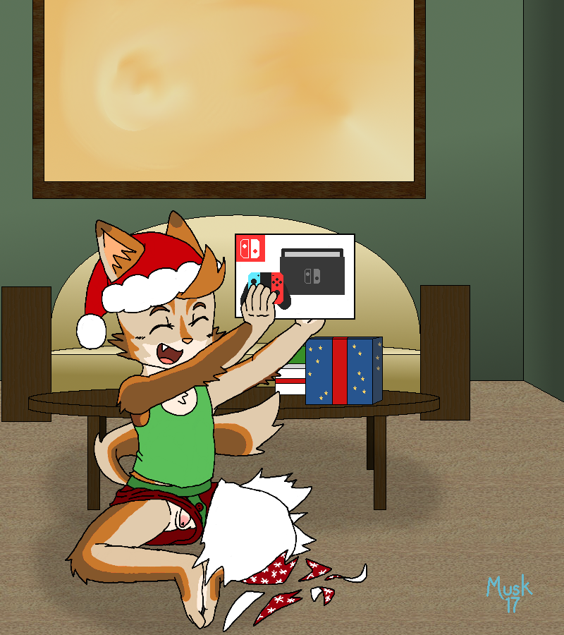 balls boxers_(clothing) canine christmas clothing coyote cub flaccid foreskin happy holidays male mammal muskiepup nintendo nintendo_switch penis poking_out shirt solo tank_top uncut underwear video_games wardrobe_malfunction young
