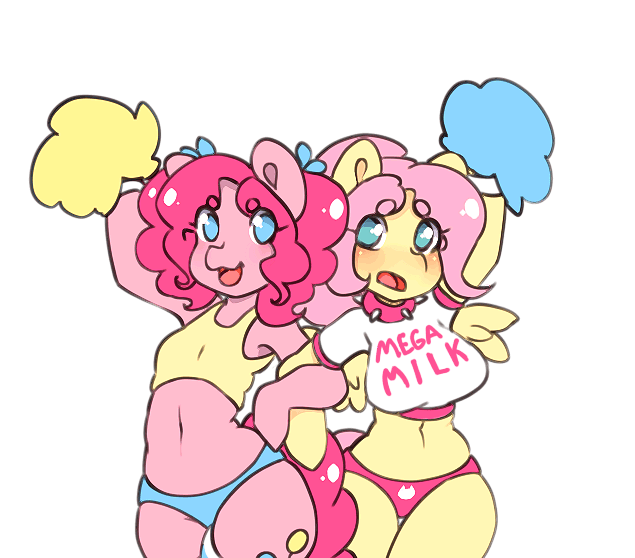 2018 alternate_hairstyle animated anthro big_breasts blush breast_size_difference breasts cheerleader clothing crop_top cutie_mark duo earth_pony equine female fluttershy_(mlp) friendship_is_magic hair horse looking_at_viewer mammal mega_milk my_little_pony open_mouth panties pegasus pink_hair pinkie_pie_(mlp) pom_poms pony shirt simple_background small_breasts tolsticot underwear white_background wings