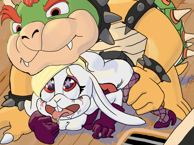 ahegao all_fours ambiguous_penetration anthro anthro_on_anthro big_dom_small_sub bowser breasts broodals buckteeth crying doggystyle dragon duo eyelashes female from_behind_position guiltstar guiltstar_(artist) harriet_(mario) interspecies koopa lagomorph larger_male looking_pleasured makeup male male/female male_penetrating mammal mario_bros mascara nintendo open_mouth penetration penis questionable_consent rabbit reptile scalie sex size_difference smaller_female super_mario_odyssey tears teeth tongue tongue_out turtle vein veiny_penis video_games