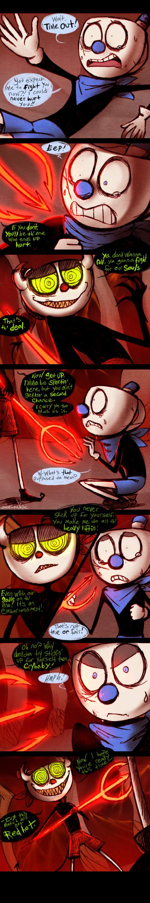 2017 animate_inanimate atlas-white clothing comic cuphead_(character) cuphead_(game) digital_media_(artwork) gloves hi_res humanoid male mugman not_furry object_head scarf simple_background video_games
