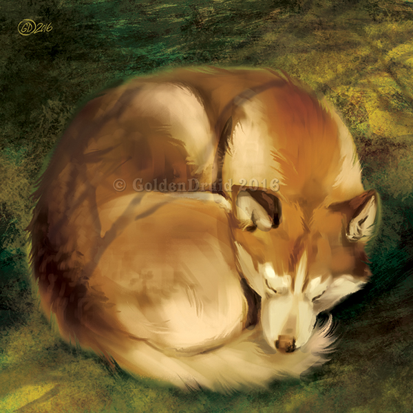 2016 canine digital_media_(artwork) digital_painting_(artwork) dog feral goldendruid husky lying mammal sleeping solo