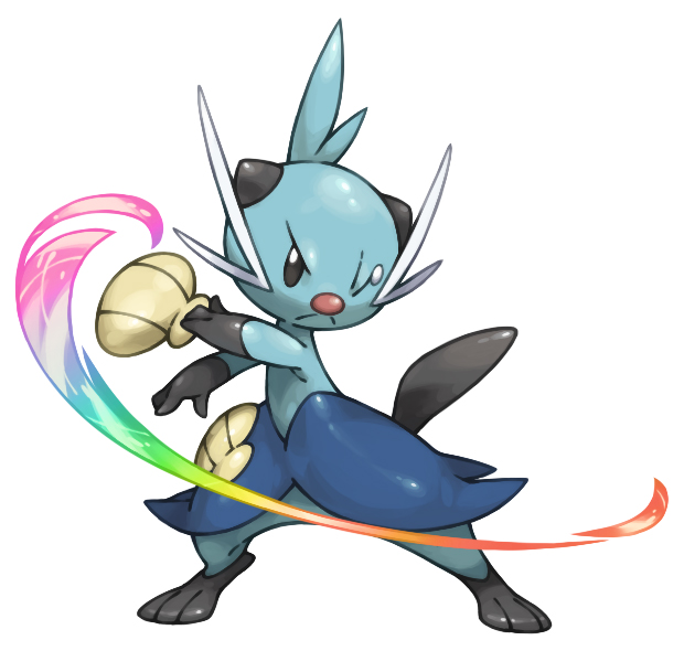 black_eyes closed_mouth colorful commentary_request dewott frown full_body gen_5_pokemon legs_apart looking_at_viewer no_humans one_eye_closed pearl7 pokemon pokemon_(creature) rainbow_gradient simple_background solo standing tears white_background