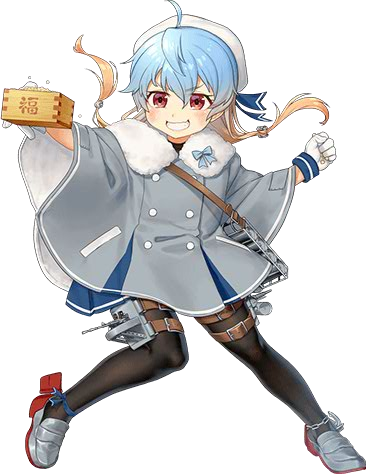 ahoge akasaka_yuzu ankle_ribbon black_legwear blue_ribbon box clenched_hand coat full_body fur_trim gloves gradient_hair grin hat holding holding_box kantai_collection loafers lowres masu multicolored_hair official_art pantyhose pitching poncho red_eyes ribbon rigging rudder_shoes sado_(kantai_collection) sailor_hat setsubun shoes shoulder_strap skirt smile solo soybean transparent_background twintails white_gloves wooden_box