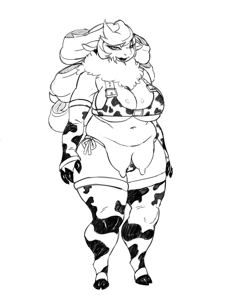 2017 3_fingers anthro armwear bare_shoulders belly belt belt_buckle big_breasts big_butt bikini black_and_white bra breasts butt caprine cleavage clothed clothing cloven_hooves curly_hair detached_sleeves digital_media_(artwork) eyelashes female fur gloves grin hair hi_res hooves jijis-waifus legwear line_art lingerie looking_at_viewer mammal merry_(inline) monochrome multi_breast navel nipples pattern_clothing pinup pose sheep simple_background slightly_chubby smile socks solo spotted_clothing standing stockings swimsuit teats thick_thighs thigh_highs thigh_socks toeless_socks underwear white_background wide_hips