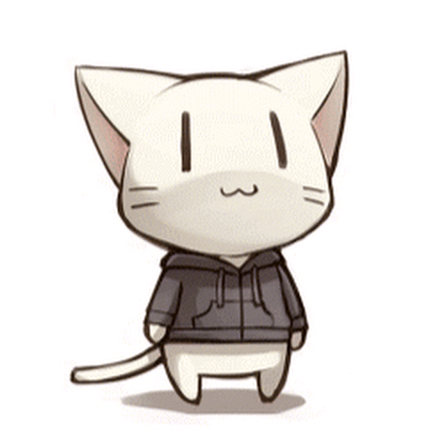 :3 animal animal_ears animated animated_gif black_hoodie blush cat cat_ears cat_tail full_body hands_up heart hoodie no_humans simple_background solo standing tail whiskers white_background
