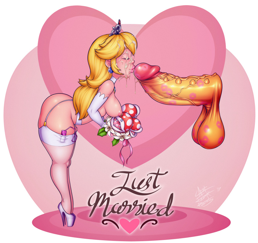 ass bent_over blonde_hair bouquet bowser breasts bride captainjerkpants cheating cum cum_on_hair curvy facial female garter_straps high_heels huge_cock jewelry kiss large_breasts large_penis lipstick lipstick_mark long_hair nintendo nipple_piercing nipples penis penis_kiss plump princess_peach sideboob size_difference super_mario_bros. thick_thighs thighhighs thighs tiara uncensored vibrator wedding wedding_dress