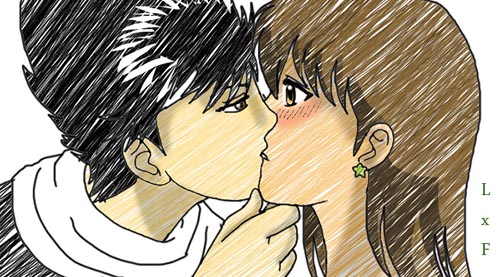 1girl couple french_kiss hiei_(yuu_yuu_hakusho) jagan kiss lowres romance yukimura_keiko yuu_yuu_hakusho