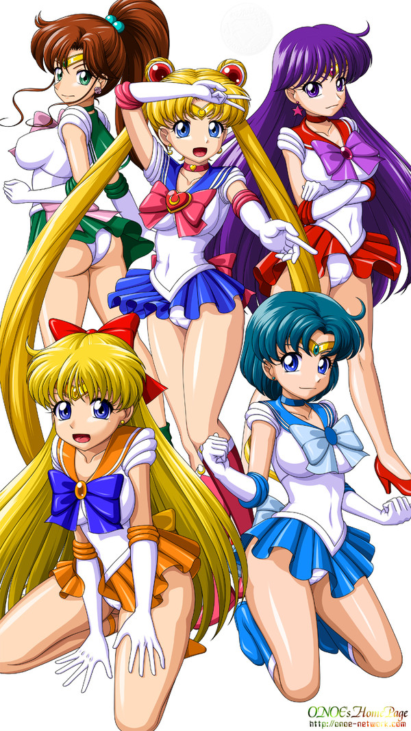 5girls artist_request ass bishoujo_senshi_sailor_moon cameltoe multiple_girls sailor_jupiter sailor_mars sailor_mercury sailor_moon sailor_venus smile