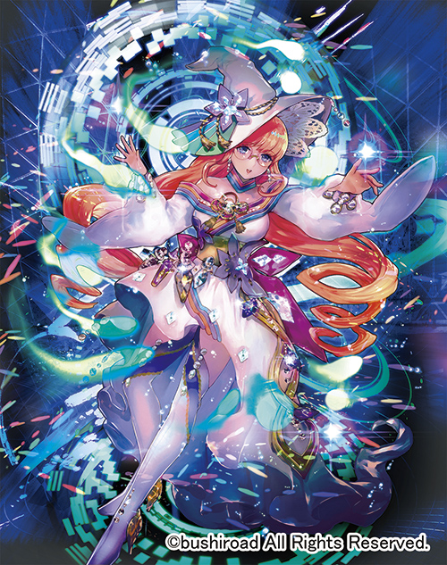 boots cardfight!!_vanguard company_name drill_hair glasses hat high_heel_boots high_heels long_hair official_art open_mouth orange_hair purple_eyes shutsuri solo teeth witch_hat wraith_witch_sorel