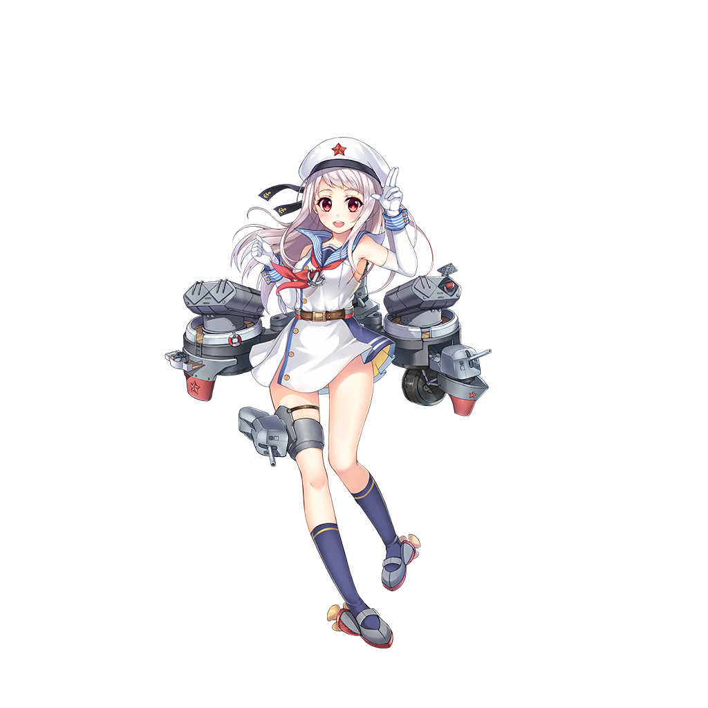alternate_costume anchor artist_request belt blue_legwear changchun_(zhan_jian_shao_nyu) elbow_gloves full_body gloves hands_up hat hat_ribbon kneehighs long_hair mary_janes neckerchief official_art propeller red_eyes red_star remodel_(zhan_jian_shao_nyu) reshitelny_(zhan_jian_shao_nyu) ribbon rigging sailor_hat salute shoes solo thighhighs thighs transparent_background turret two-finger_salute white_gloves white_hair wrist_cuffs zettai_ryouiki zhan_jian_shao_nyu