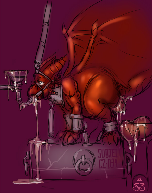 2010 ambiguous_gender anthro bdsm bondage bound cum cum_in_mouth cum_inside cum_on_ground digital_drawing_(artwork) digital_media_(artwork) dragon egg engineskye force_feeding forced gag gagged horn membranous_wings oviposition purple_background scalie simple_background solo wings
