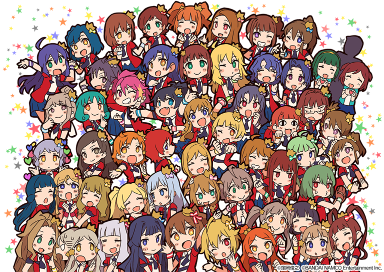 6+girls akizuki_ritsuko amami_haruka aoba_misaki artist_request baba_konomi baseball_mitt black_hair black_neckwear blonde_hair blue_eyes blue_hair blue_skirt blush brown_eyes brown_hair chibi closed_eyes copyright crown crown_hair_ornament emily_stewart everyone fukuda_noriko futami_ami futami_mami ganaha_hibiki glasses green_eyes green_hair hagiwara_yukiho hair_ornament hair_ribbon hakozaki_serika handa_roko heart highlights hoshii_miki ibuki_tsubasa idol_clothes idolmaster idolmaster_(classic) idolmaster_million_live! idolmaster_million_live!_theater_days jacket julia_(idolmaster) kasuga_mirai kikuchi_makoto kinoshita_hinata kisaragi_chihaya kitakami_reika kitazawa_shiho kousaka_umi light_blue_hair light_brown_hair looking_at_another looking_at_viewer maihama_ayumu makabe_mizuki matsuda_arisa minase_iori miura_azusa miyao_miya mochizuki_anna mogami_shizuka momose_rio multicolored_hair multiple_girls nagayoshi_subaru nakatani_iku nanao_yuriko necktie nikaidou_chizuru nonohara_akane official_art one_eye_closed oogami_tamaki open_mouth orange_eyes orange_hair otonashi_kotori pink_eyes pink_hair purple_eyes purple_hair red_eyes red_hair red_jacket ribbon sakuramori_kaori satake_minako shijou_takane shimabara_elena shinomiya_karen shiny_trinity shiraishi_tsumugi silver_hair skirt smile star starry_background suou_momoko takagi_junjirou takatsuki_yayoi takayama_sayoko tanaka_kotoha tenkuubashi_tomoka tokoro_megumi tokugawa_matsuri toyokawa_fuuka white_background yabuki_kana yellow_eyes yokoyama_nao |_|