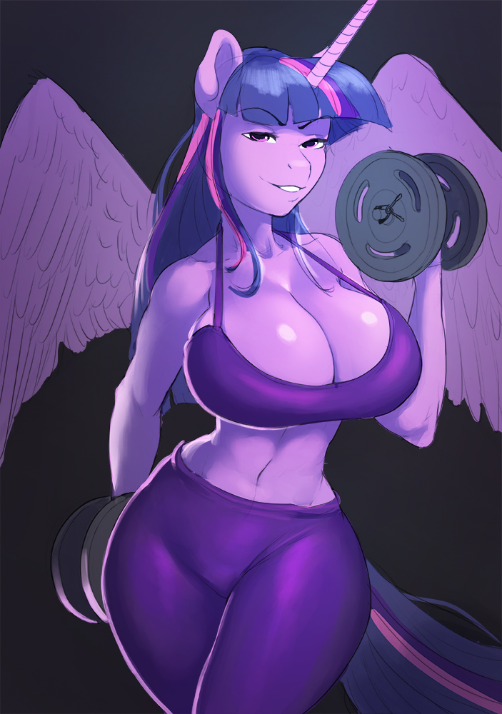 2018 anthro breasts cleavage clothed clothing equine female friendship_is_magic hair holding_object horn long_hair maarthul mammal my_little_pony solo twilight_sparkle_(mlp) winged_unicorn wings