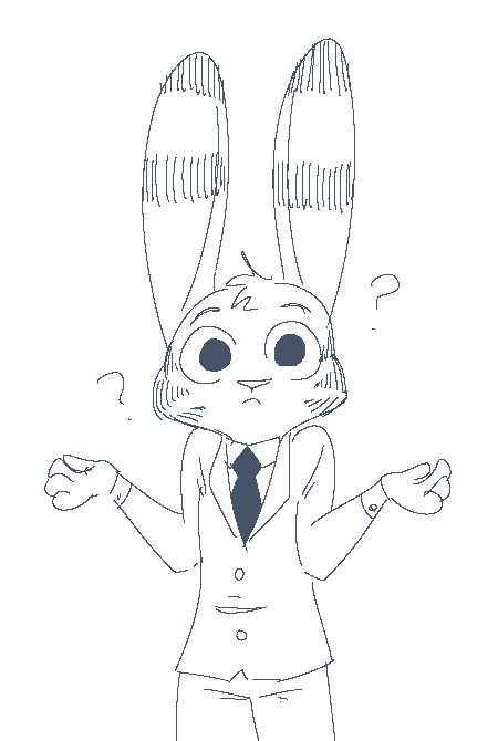 2018 ? anthro blue_and_white clothed clothing confusion disney ear_markings facial_markings fuel_(artist) fur_markings head_tuft jack_savage lagomorph looking_at_viewer male mammal markings monochrome necktie rabbit reaction_image shrug simple_background solo suit white_background zootopia