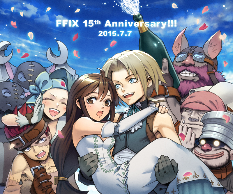 baku_(ff9) blank breasts cinna closed_mouth commentary_request final_fantasy final_fantasy_ix garnet_til_alexandros_xvii long_hair marcus multiple_boys multiple_girls ruby_(ff9) short_hair smile uboar zidane_tribal