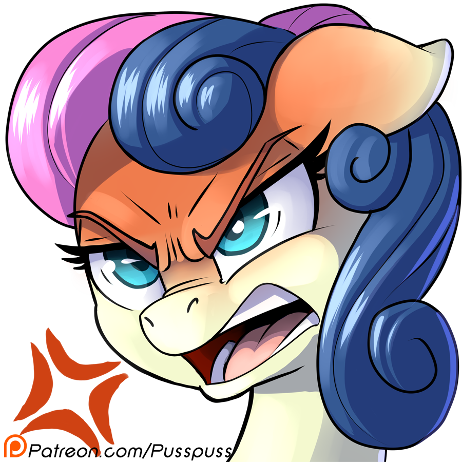 2017 alpha_channel angry blue_eyes bonbon_(mlp) digital_media_(artwork) earth_pony equine eyelashes female friendship_is_magic hair headshot_portrait horse mammal multicolored_hair my_little_pony open_mouth patreon pony portrait pusspuss reaction_image simple_background solo transparent_background two_tone_hair