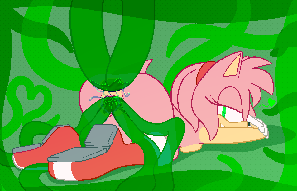 &lt;3 all_fours ambiguous_fluids amy_rose anal anal_penetration ass_up boots breasts butt clothing consentacles double_anal double_penetration eyelashes female footwear fur gloves green_eyes hairband half-closed_eyes hedgehog looking_pleasured mammal mostly_nude multiple_insertions pattern_background penetration pink_fur pussy_juice quadruple_vaginal quills side_boob simple_background smile solo sonic_(series) tentacles thanu vaginal vaginal_penetration