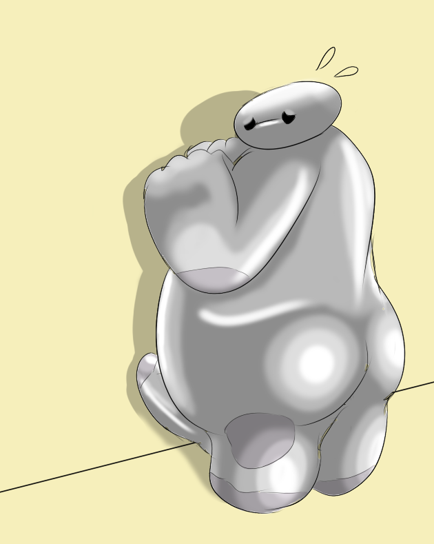 2016 baymax big_hero_6 butt da~blueguy disney looking_at_viewer male not_furry penis slightly_chubby sweat