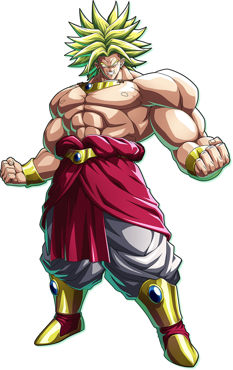 biceps bracer broly chest clenched_hands clenched_teeth dragon_ball dragon_ball_fighterz dragon_ball_z earrings empty_eyes full_body highres jewelry legendary_super_saiyan looking_at_viewer male_focus official_art pectorals shirtless solo spiked_hair super_saiyan teeth transparent_background