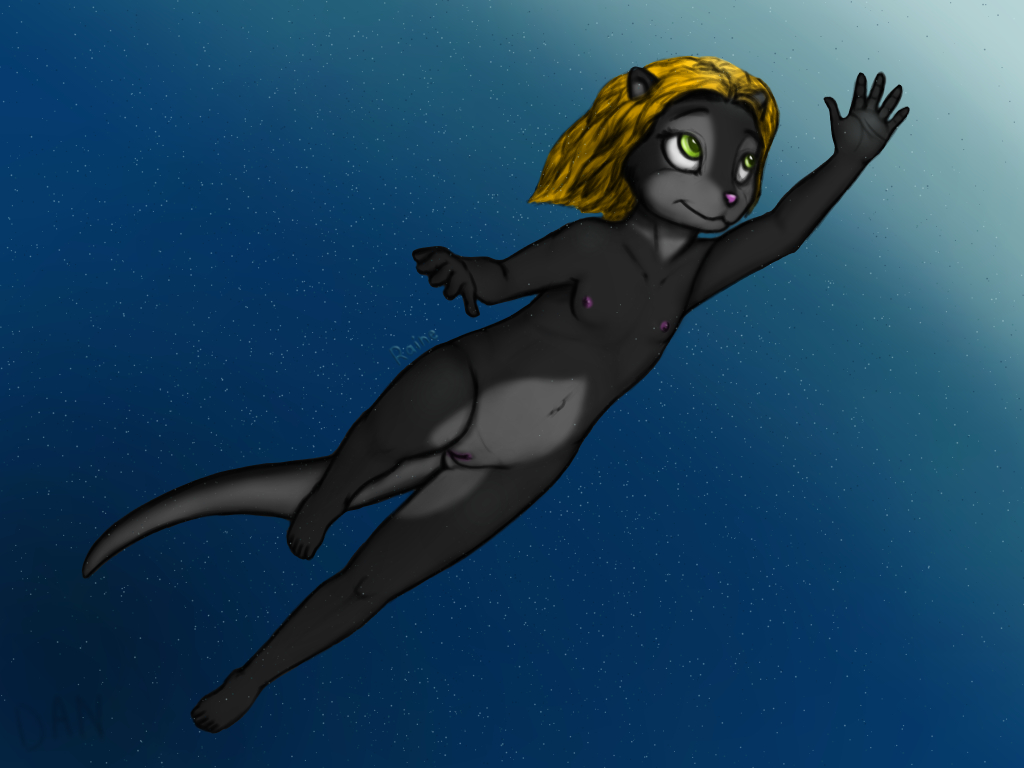 cub danslittlefurs female mammal mustelid nipples nude otter pussy solo swimming underwater water young