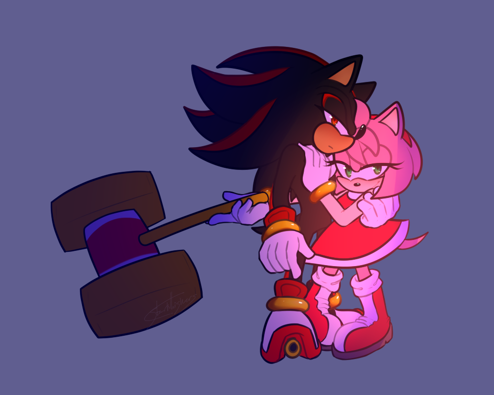 2018 amy_rose anthro clothing duo female hammer hedgehog male mammal shadow_the_hedgehog sonic_(series) starwhiskers tools video_games