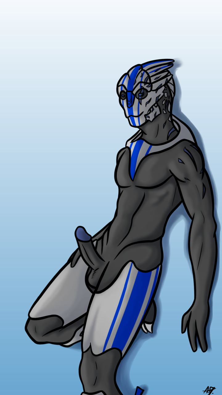 alien erection invalid_background looking_at_viewer male mass_effect nude penis turian video_games