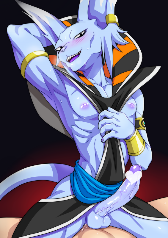 anal balls beerus blush cat clothed clothing dragon_ball dragon_ball_fusions dragon_ball_super erection feline fusion male male/male mammal nipples partially_clothed penis riding skinny whirus whis