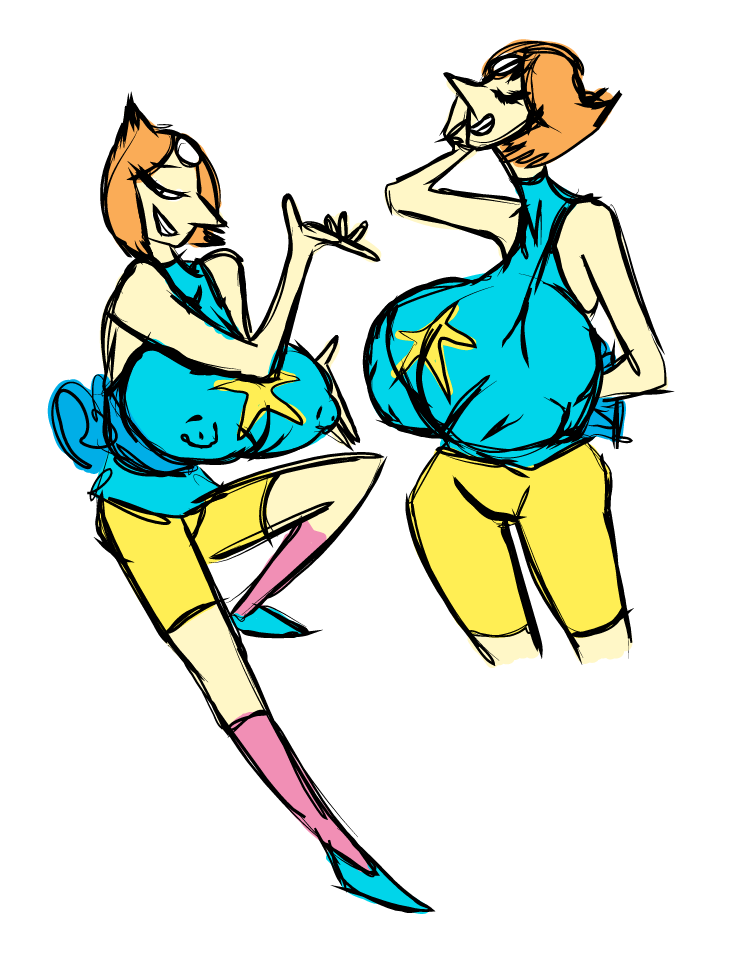 alien big_breasts breasts cartoon_network clothed clothing female gem gem_(species) hair huge_breasts kevemperor nipples not_furry pearl_(disambiguation) pearl_(steven_universe) sketch smile solo steven_universe