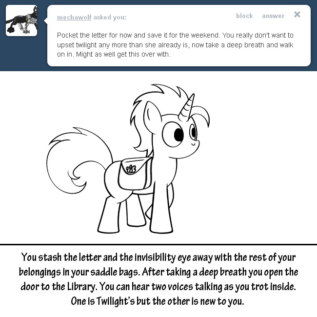 bitterplaguerat dialogue english_text equine horn horse loki_(bitterplaguerat) mammal monochrome my_little_pony pony text unicorn walking