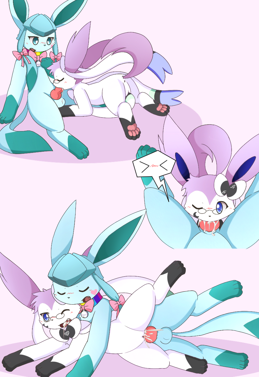 blue_eyes blush butt cum cum_in_mouth cum_in_pussy cum_inside eeveelution erection eyewear female glaceon glacey glasses iris_the_sylveon km-15 knot male male/female nintendo open_mouth penis pok&eacute;mon pok&eacute;mon_(species) pussy sex smile sylveon video_games