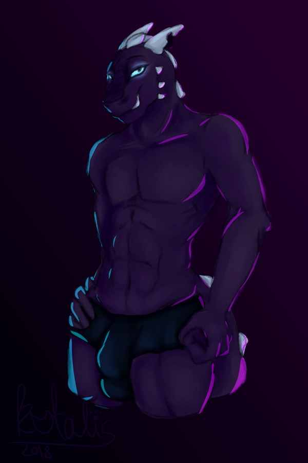 2018 anthro balls bulge butt clothed clothing cute digital_drawing_(artwork) digital_media_(artwork) dragon ear_piercing horn invalid_color invalid_tag kotalis looking_at_viewer male muscular muscular_male nitadil nude panties penis piercing pose scalie simple_background smile solo standing thick_thighs topless torso underwear wallpaper