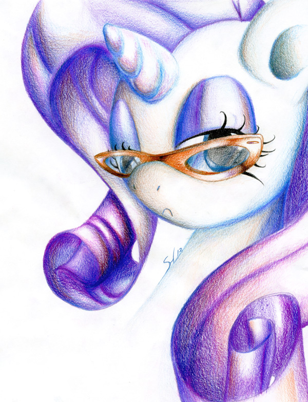 2013 blue_eyes bust_portrait equine eyelashes eyewear female friendship_is_magic glasses hauntzor horn looking_at_viewer mammal my_little_pony portrait rarity_(mlp) unicorn