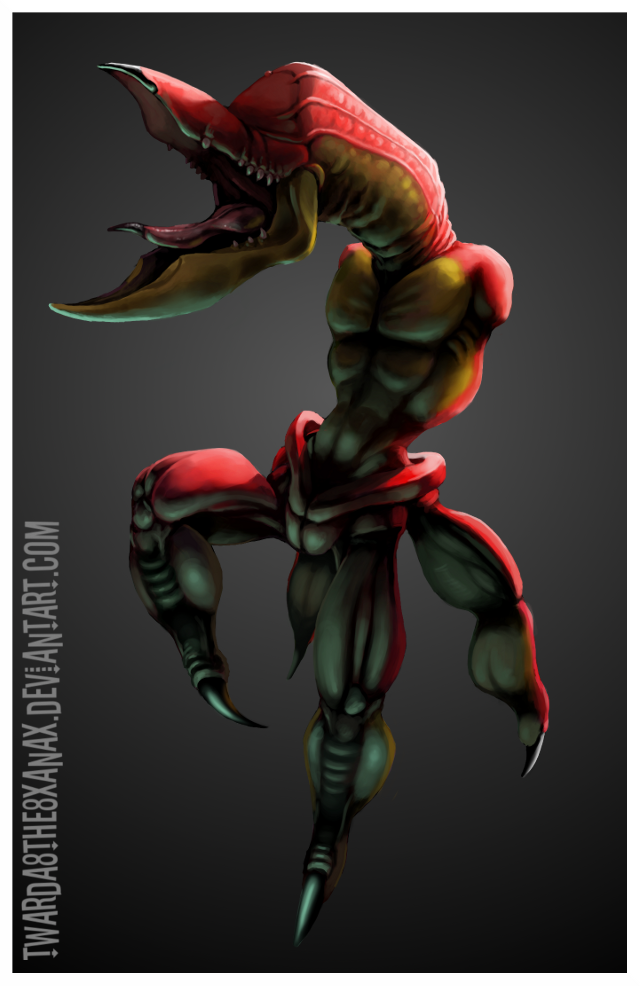 1_toe 2011 abs alien ambiguous_gender armless black_background black_claws border claws countershade_face countershade_legs countershade_torso countershading digital_drawing_(artwork) digital_media_(artwork) digitigrade eyeless feral front_view lighting multicolored_scales muscular muscular_ambiguous not_furry nude oddworld open_mouth outline pecs pink_tongue quadruped raised_leg red_scales roaring scales scalie scrab_(species) shadow sharp_teeth simple_background solo suspended_in_midair teeth toe_claws tongue twarda8 two_tone_scales url white_border yellow_countershading yellow_scales