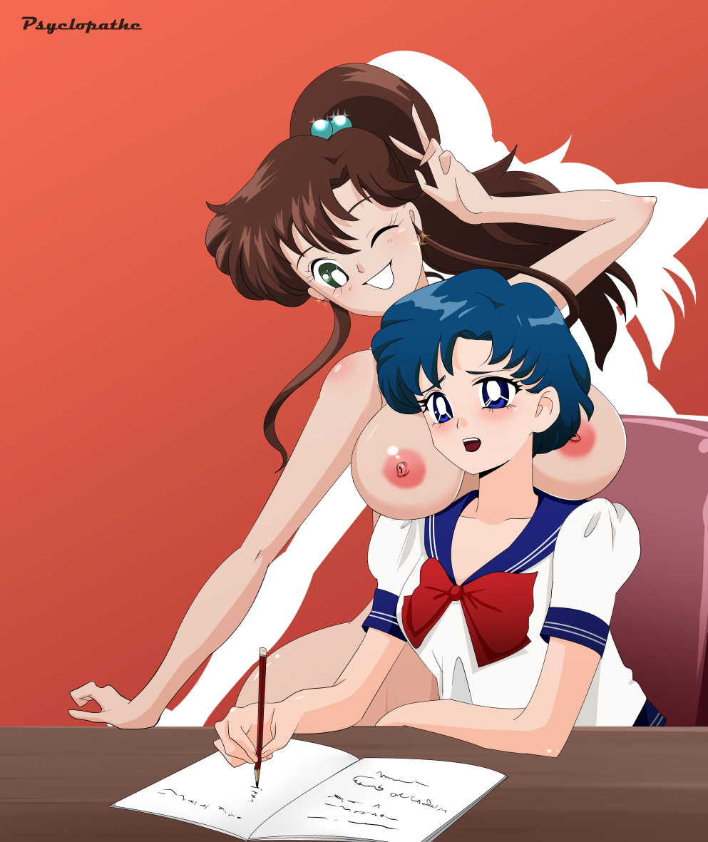 2girls bishoujo_senshi_sailor_moon breasts kino_makoto multiple_girls nipples psyclopathe sailor_mercury