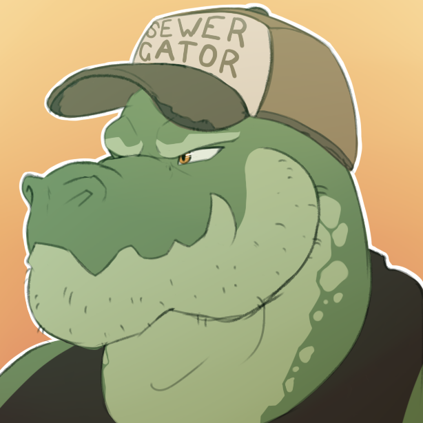 alligator anthro clothing crocodilian fluffysnowmeow hat headshot_portrait male portrait redneck reptile scalie shirt solo tank_top titan_(character)