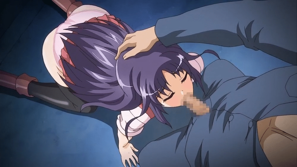 1boy 1girl all_fours animated animated_gif ass censored eyes_closed fellatio hand_on_another's_head minase_shizuru oral panties penis sucking toriko_hime underwear