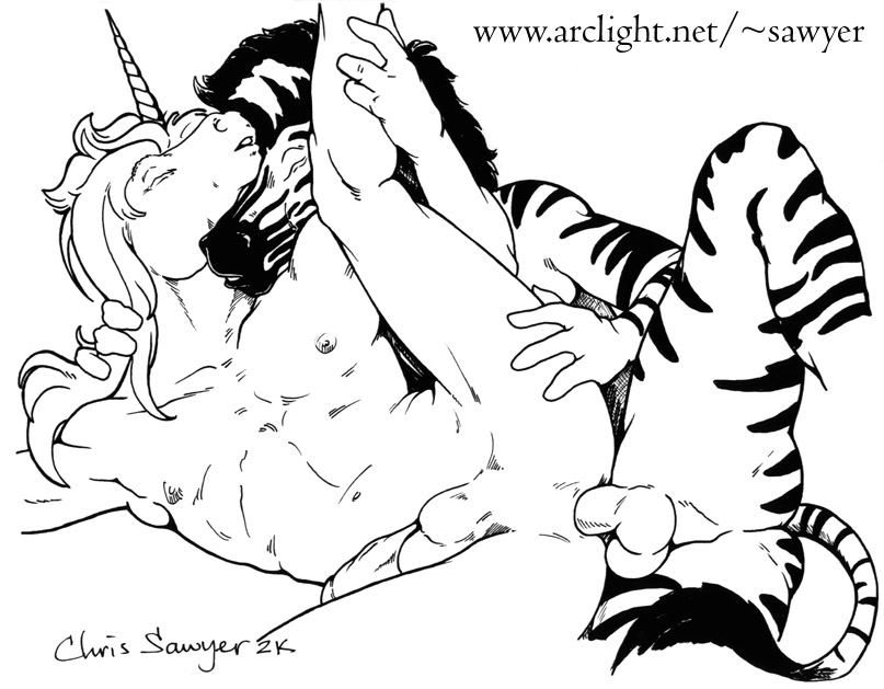 2000 anal anthro balls chris_sawyer duo equine erection horn male male/male mammal penis sex unicorn zebra