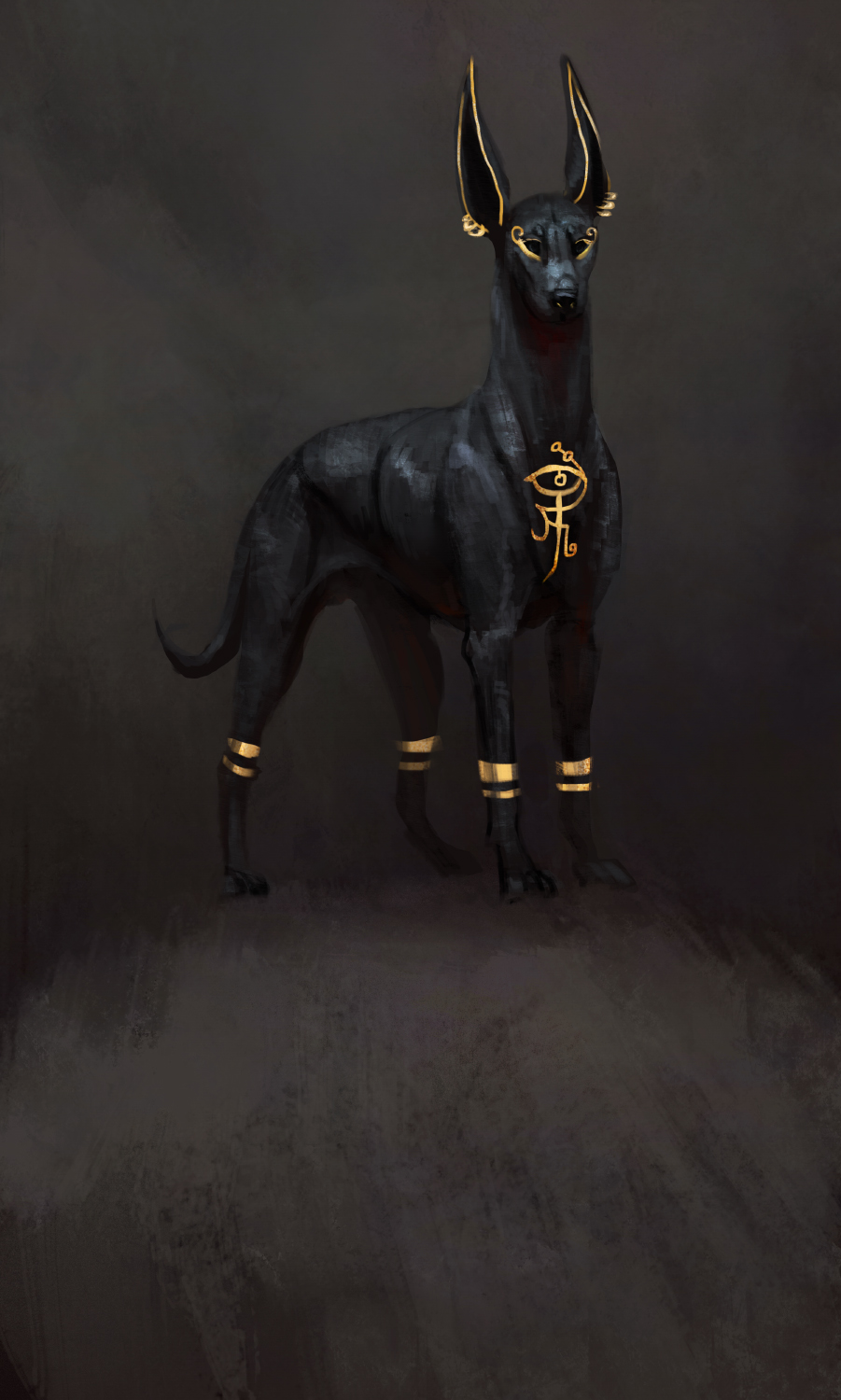 2018 black_fur black_nose canine digital_media_(artwork) feral fur jackal jademere mammal paws simple_background solo standing
