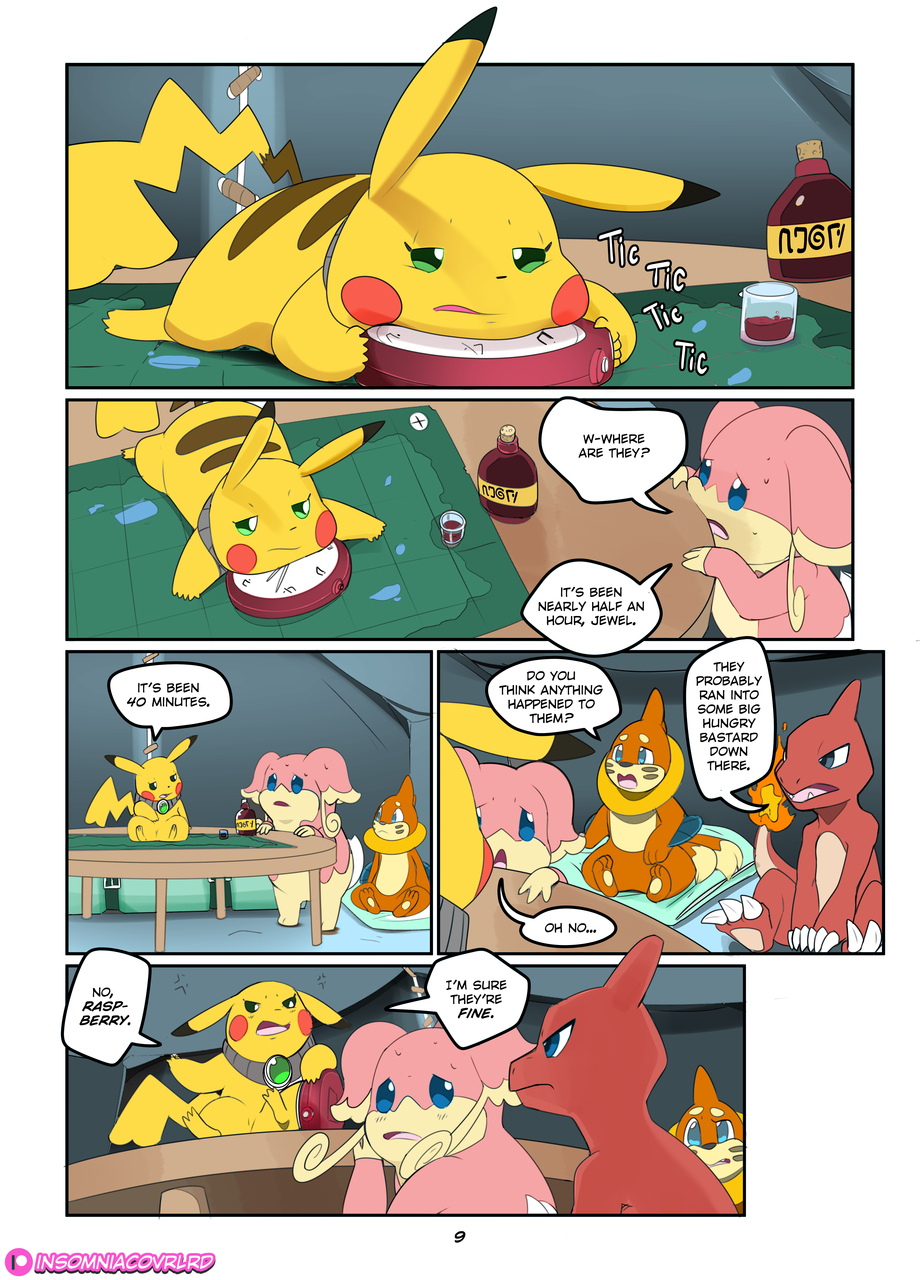 2018 audino buizel charmeleon claws cleft_tail clock comic dialogue digital_drawing_(artwork) digital_media_(artwork) english_text female feral fire flaming_tail fur half-closed_eyes hi_res insomniacovrlrd jewel_(insomniacovrlrd) male mammal map nintendo open_mouth pikachu pok&eacute;mon pok&eacute;mon_(species) pok&eacute;mon_mystery_dungeon sweat text video_games