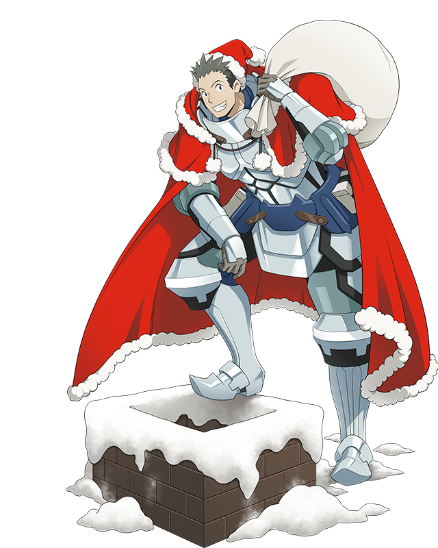 armor armored_boots bag boots breastplate cape faulds fireplace frilled_hat frills full_body gauntlets gift gloves grey_gloves grin hat holding holding_bag leg_armor log_horizon looking_at_viewer male_focus naotsugu_(log_horizon) official_art red_cape red_hat sack santa_hat smile solo spiked_hair transparent_background