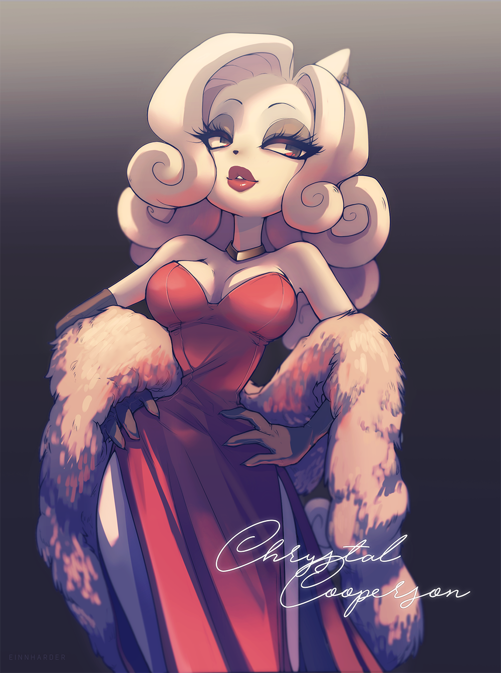 big_breasts breasts classy clothed clothing einnharder eliana55226838 female glamorous hedgehog jewelry lipstick makeup mammal necklace solo thick_thighs wide_hips