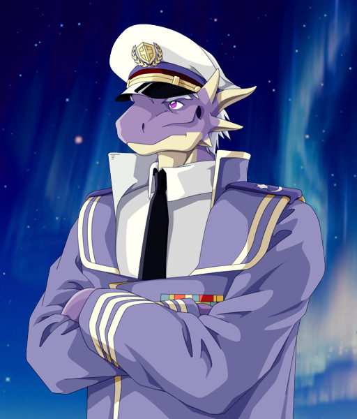 anthro captain clothing dragon hat kemono lizardseraphim male scalie solo uniform