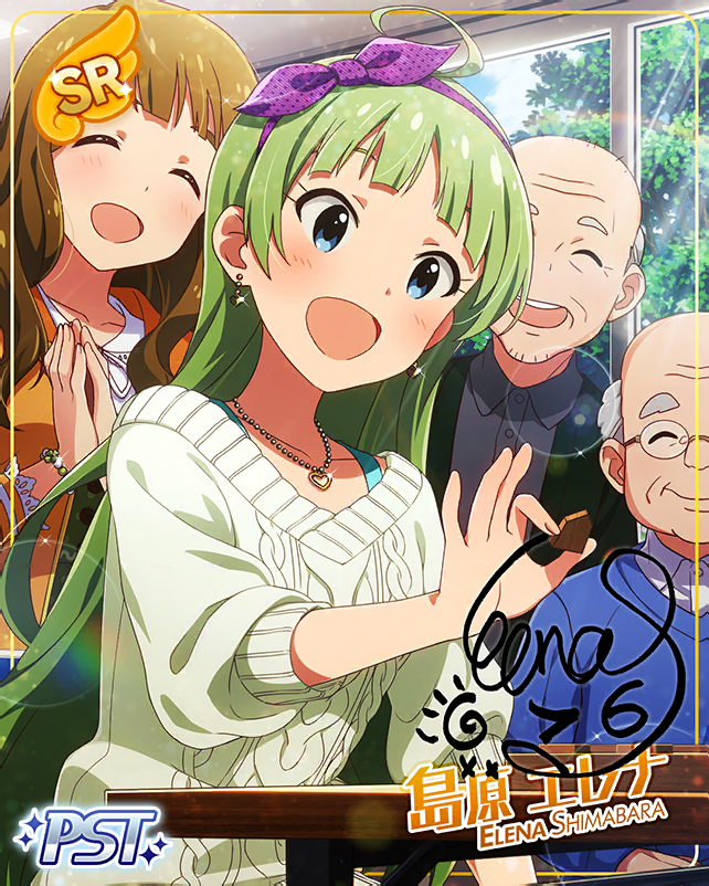 ahoge blue_eyes blush dress green_hair idolmaster idolmaster_million_live! idolmaster_million_live!_theater_days long_hair shimabara_elena smile