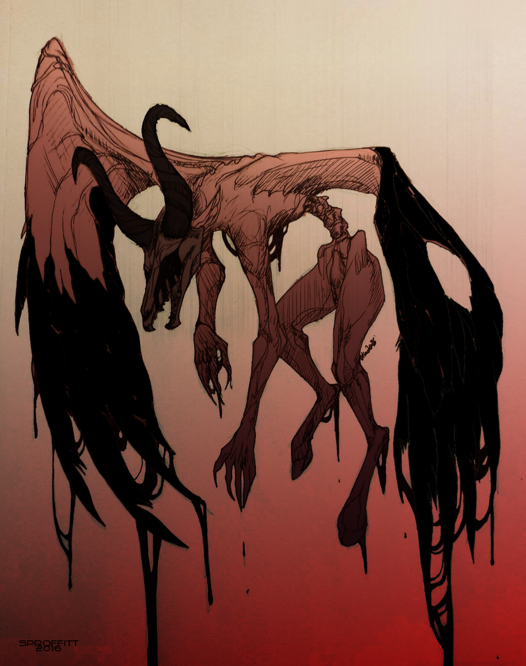 2016 ambiguous_gender anthro better_version_at_source biped blood caprine claws creepy dark_theme demon digital_drawing_(artwork) digital_media_(artwork) digitigrade dripping feathered_wings feathers flying front_view full-length_portrait gradient_background hi_res hooves humanoid_hands incubus_(silent_hill) konami leaning leaning_forward mammal nightmare_fuel nude oka-vulsilaak portrait pubes red_background ribdage sharp_teeth silent_hill simple_background skull snout solo spine suspended_in_midair teeth torn_wings undead video_games white_background wings