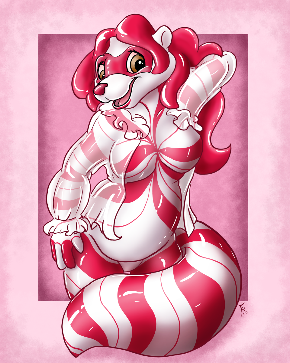 2018 anthro bottomless breasts clothed clothing colleen_(sugarnutz) featureless_breasts featureless_crotch female flinters hair mammal open_mouth open_shirt procyonid raccoon red_hair red_nose solo translucent transparent_clothing