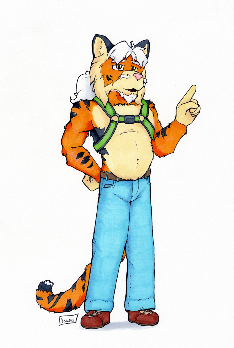 belly clothing feline harness hokshi jeans male mammal pants tiger
