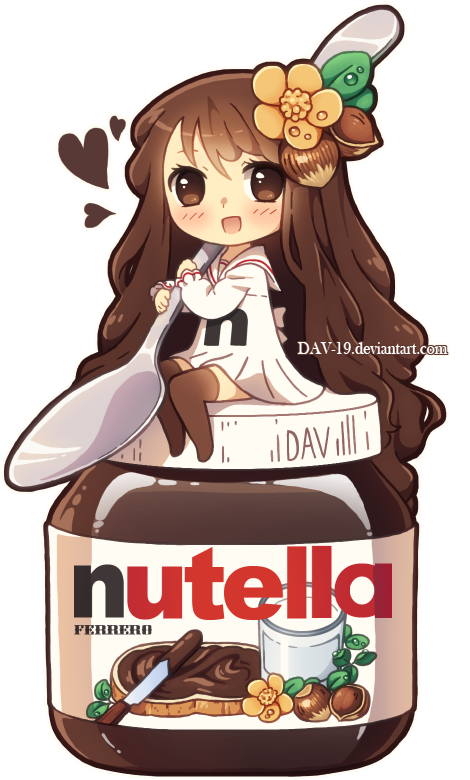 :d absurdly_long_hair artist_name bangs blush bow brown_eyes brown_hair brown_legwear chibi dav-19 dress eyebrows_visible_through_hair food_themed_hair_ornament hair_between_eyes hair_ornament hazelnut heart holding holding_spoon long_hair long_sleeves looking_at_viewer no_shoes nutella open_mouth original personification sailor_collar sailor_dress sitting smile solo spoon thighhighs transparent_background very_long_hair watermark web_address white_bow white_dress white_sailor_collar