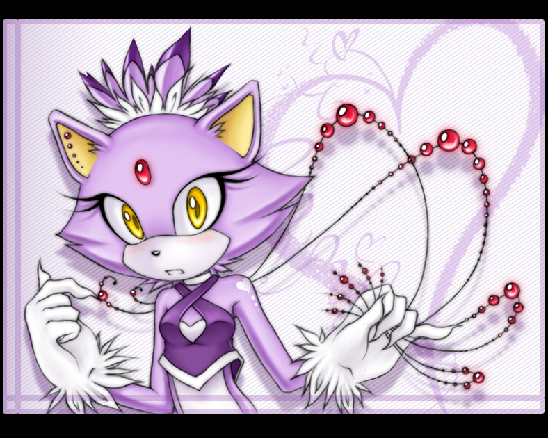 &lt;3 ann-jey blaze_the_cat blush cat choker clothed clothing feline female fluffy gem gloves looking_at_viewer mammal skimpy solo sonic_(series) surprise tattoo yellow_eyes